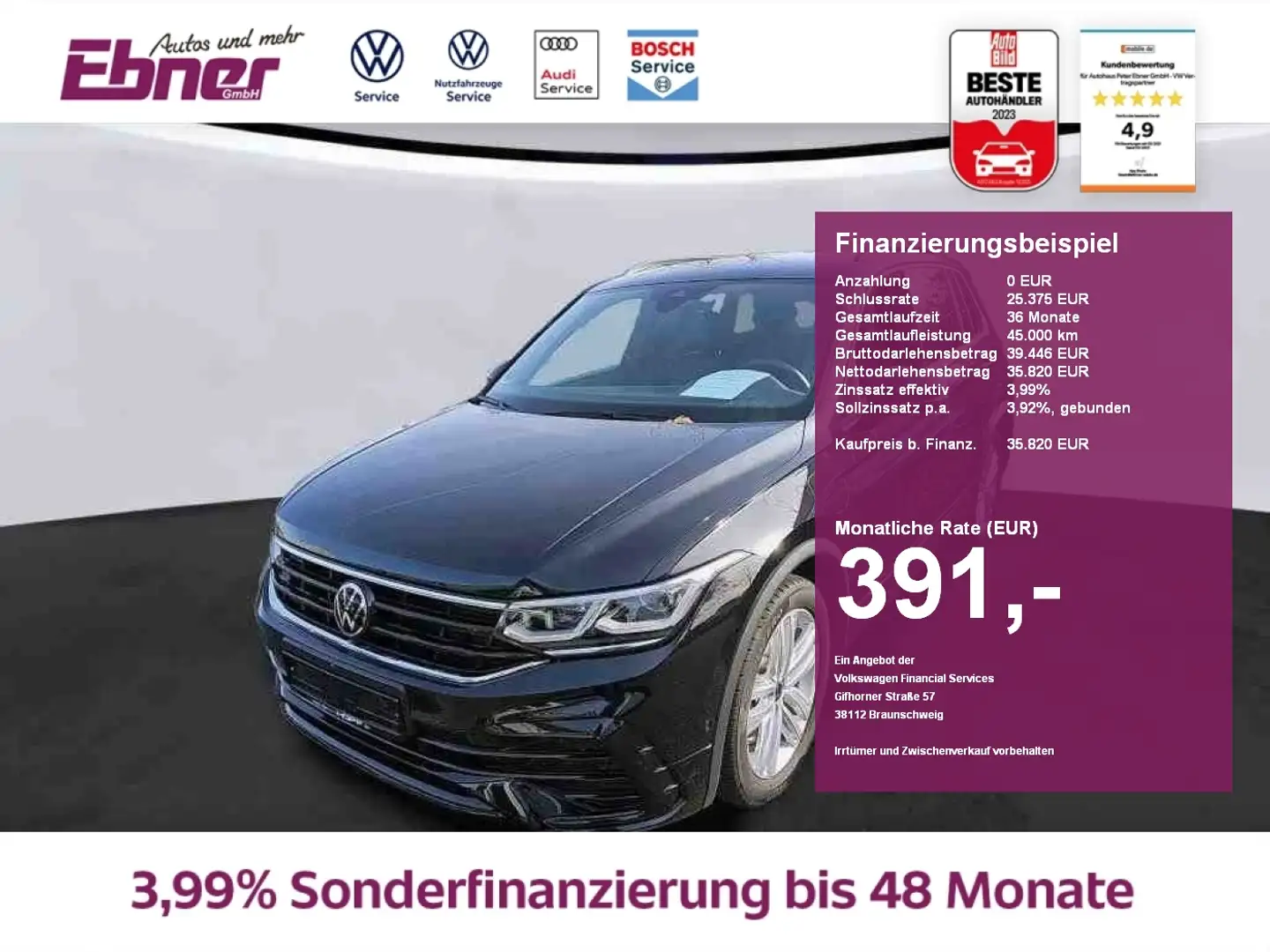 Volkswagen Tiguan R-LINE BLACK STYLE 245PS PHEV DSG NP:63tEUR! HEAD- Schwarz - 1