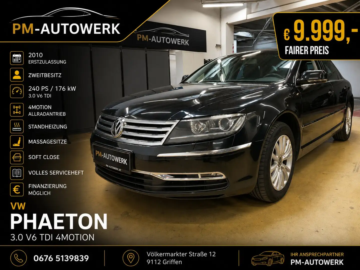 Volkswagen Phaeton V6 TDI 4motion *Massage*Serviceheft*Standheizung* Schwarz - 1