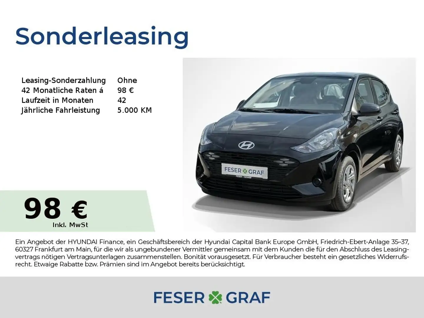 Hyundai i10 SELECT NAVI KAMERA LED-TFL CARPLAY KLIMA USB Schwarz - 1