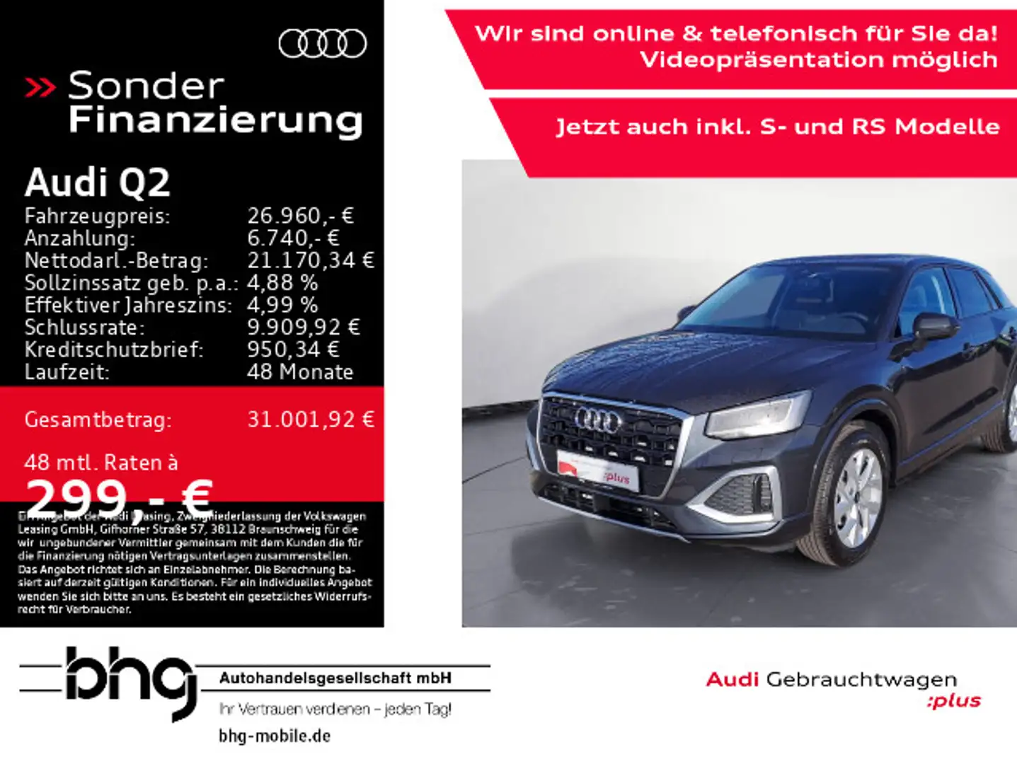 Audi Q2 30 TFSI advanced Navi Keyless ACC el.Heck Grau - 1