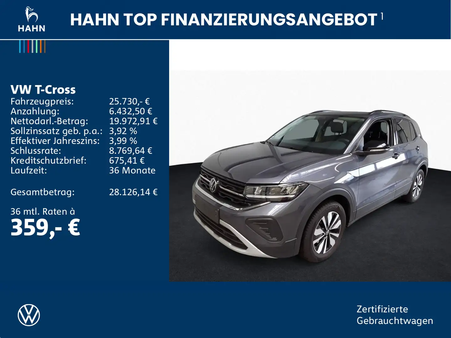 Volkswagen T-Cross 1.0TSI DSG Goal ACC Cam LED PDC Navi SHZ Grau - 2