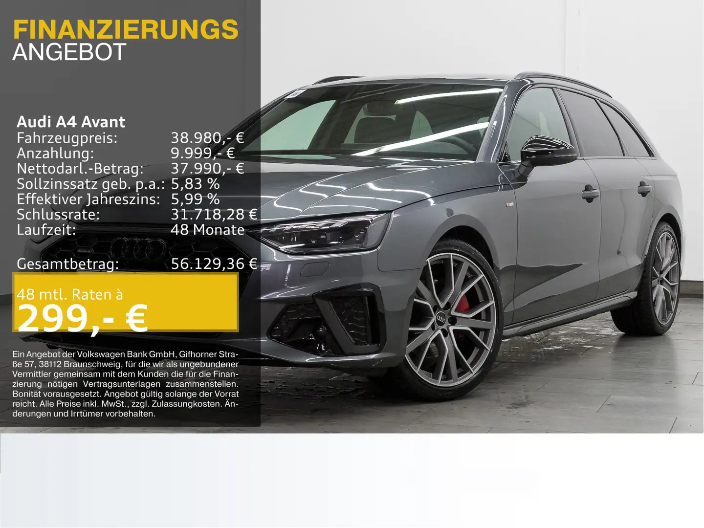 Audi A4 40 TFSI Q 2x S LINE LM19 MATRIX AHK NAV Gris - 1