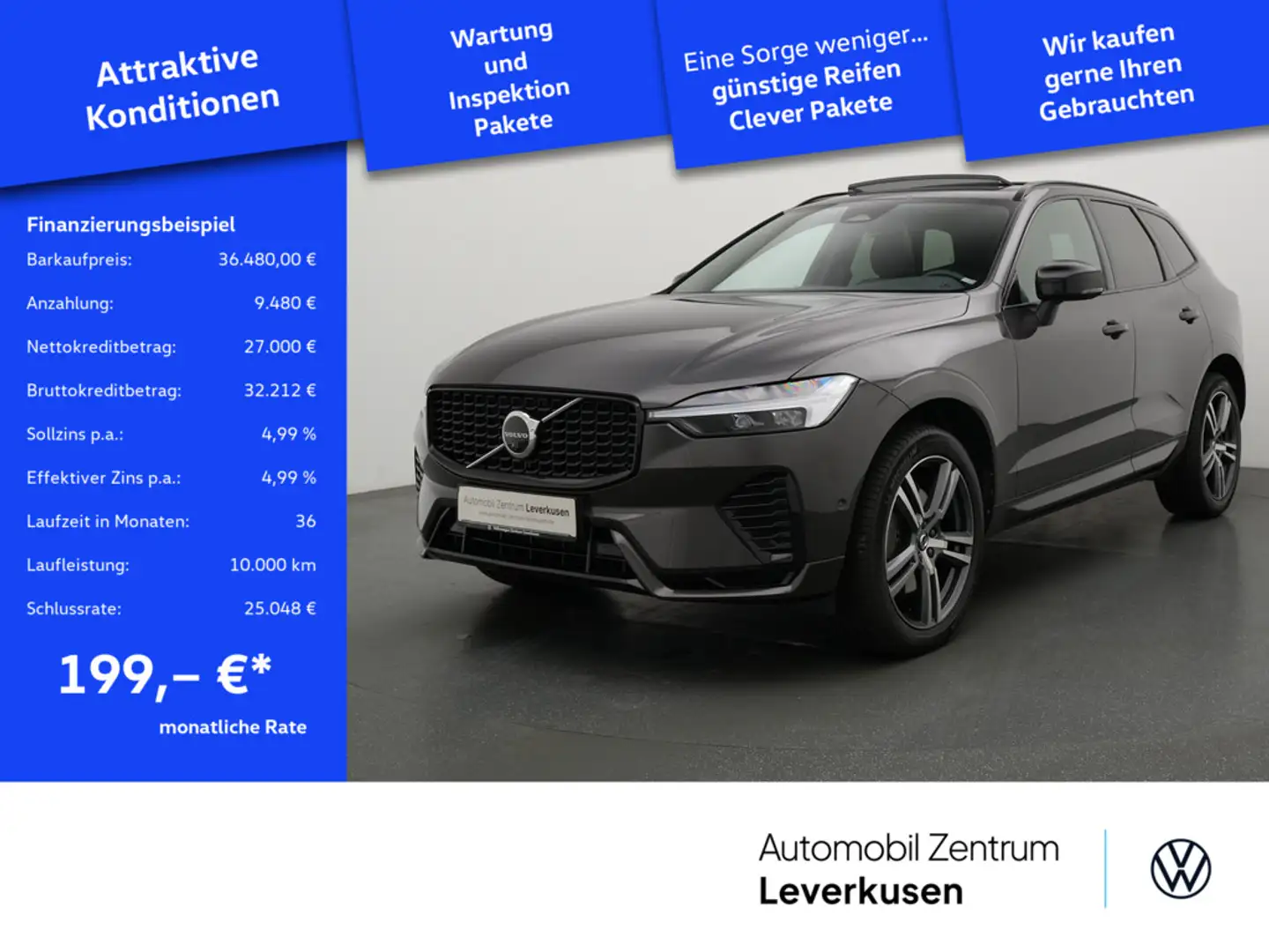 Volvo XC60 B4 R-Design LEDER AHK STANDHZ MEMORY PAN Grau - 1