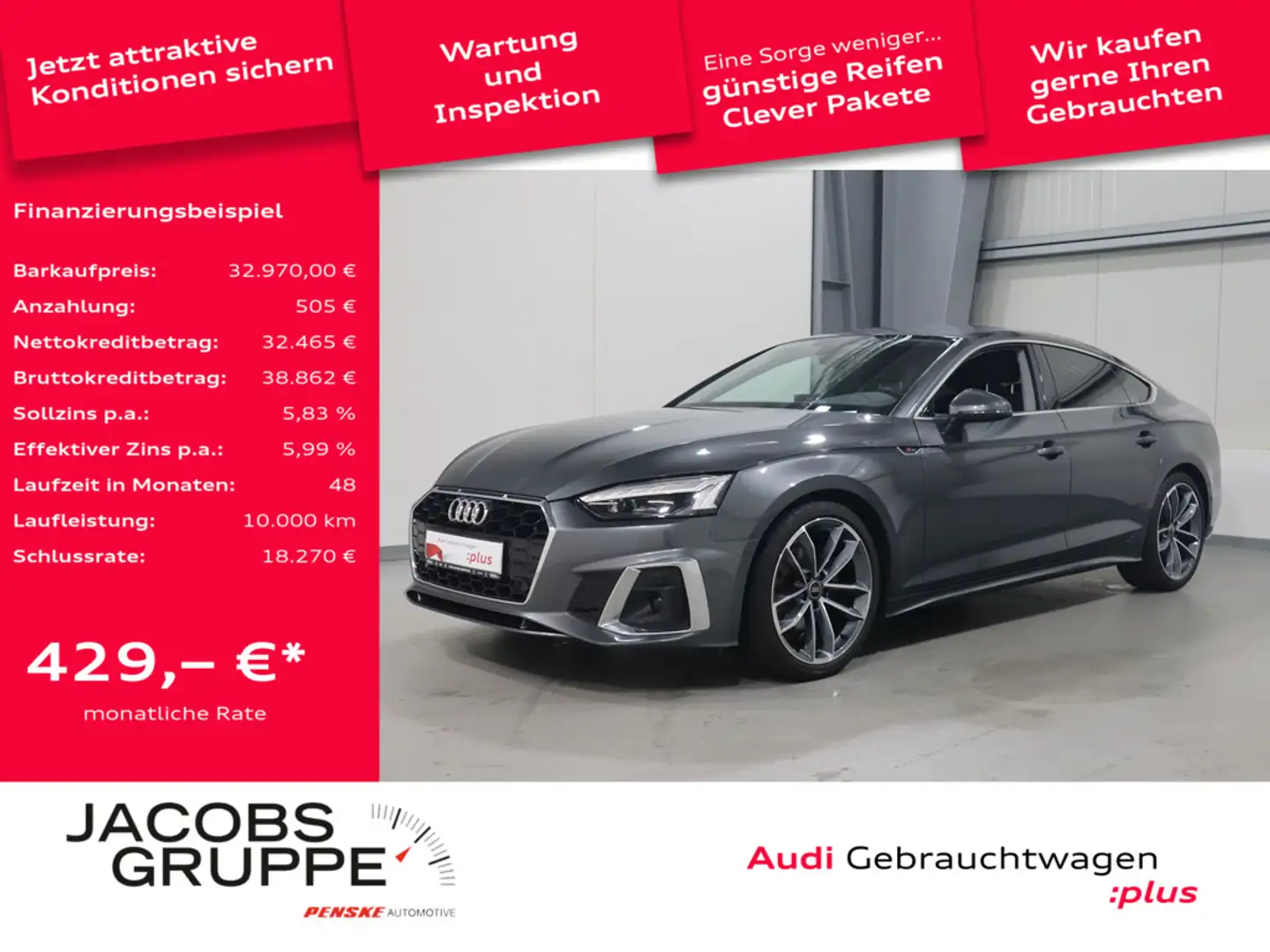 Audi A5 Sportback 35 TDI S line Matrix*PDC*R-Kamera * Gris - 1