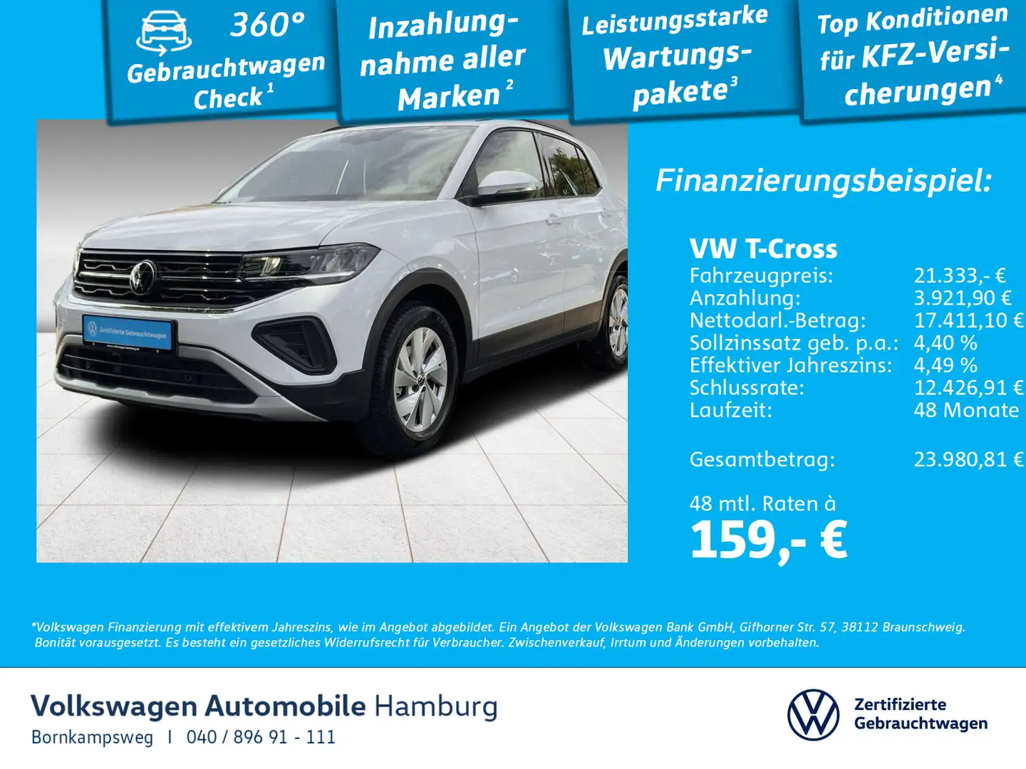 Volkswagen T-Cross 1.0 TSI Life ACC Sitzhzg LED Blanc - 1