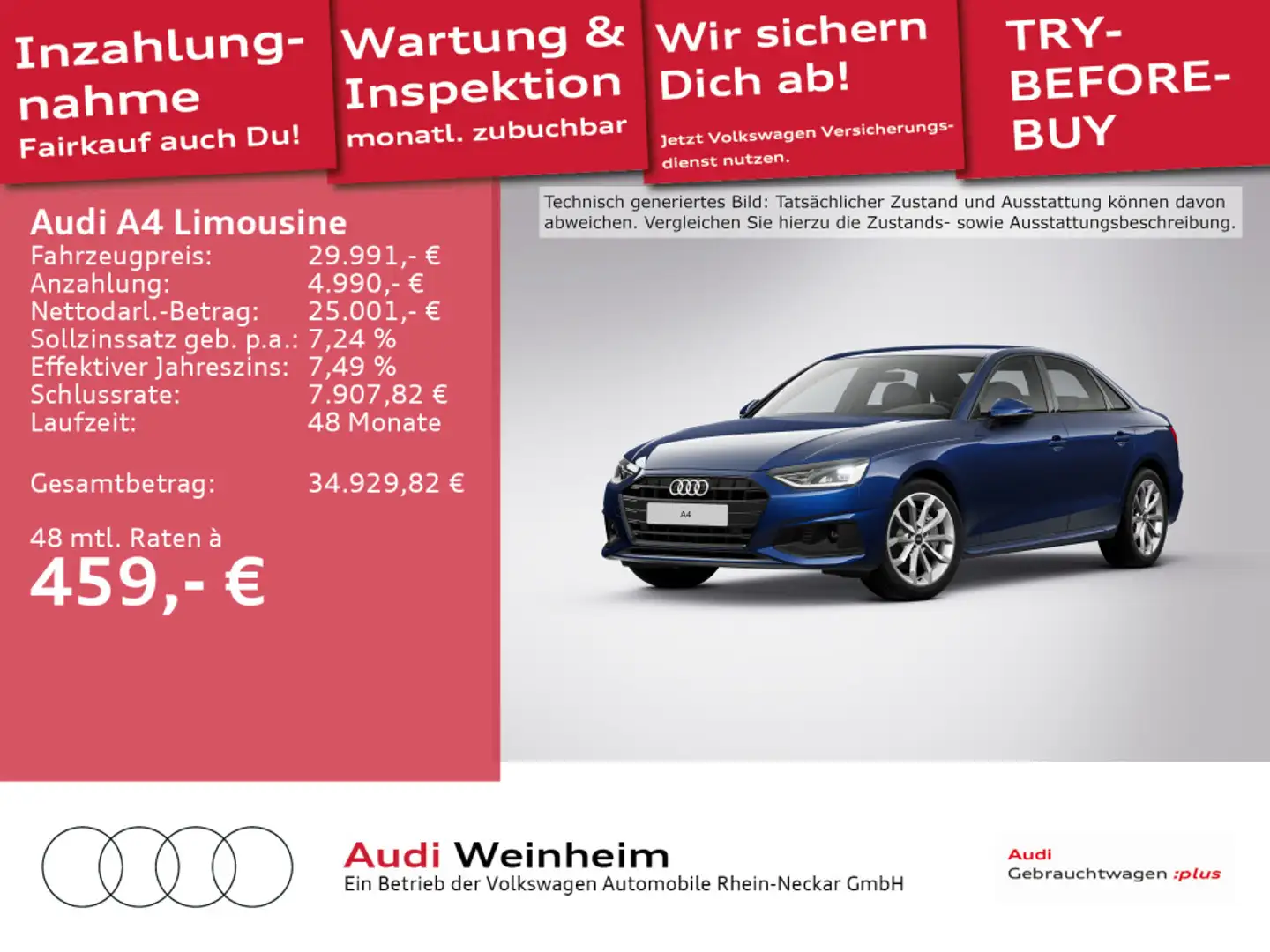 Audi A4 40 TDI G-2028 Digitaltacho Kamera N Blau - 1