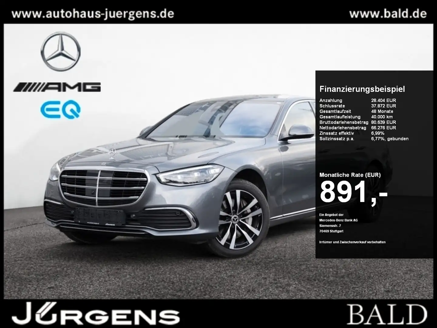 Mercedes-Benz S 450 d 4M Multikontur/Pano/TV/Burm/Sitzklima/19 Gris - 1