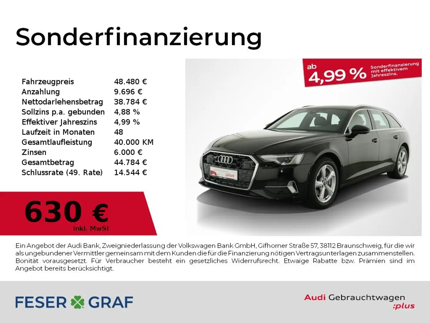 Audi A6 Avant advanced 45 TFSI quattro S tronic Schwarz - 1