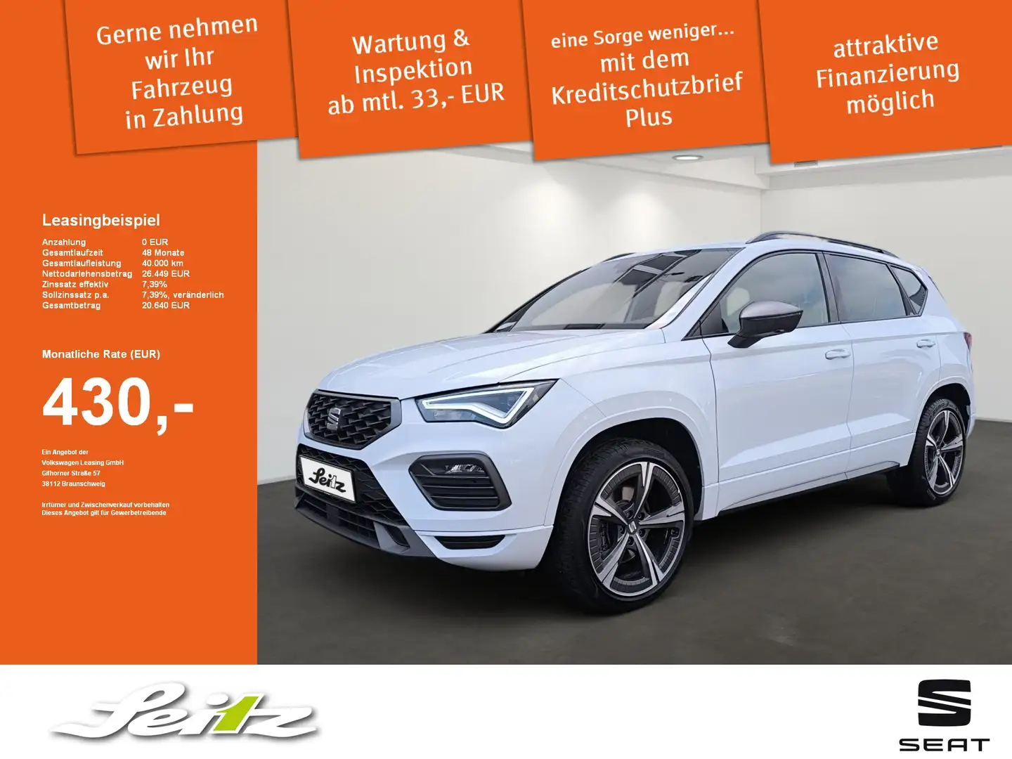 SEAT Ateca 2.0 TDI 4Drive FR *AHK*BEATS*PANO*KAMERA* Blanc - 1