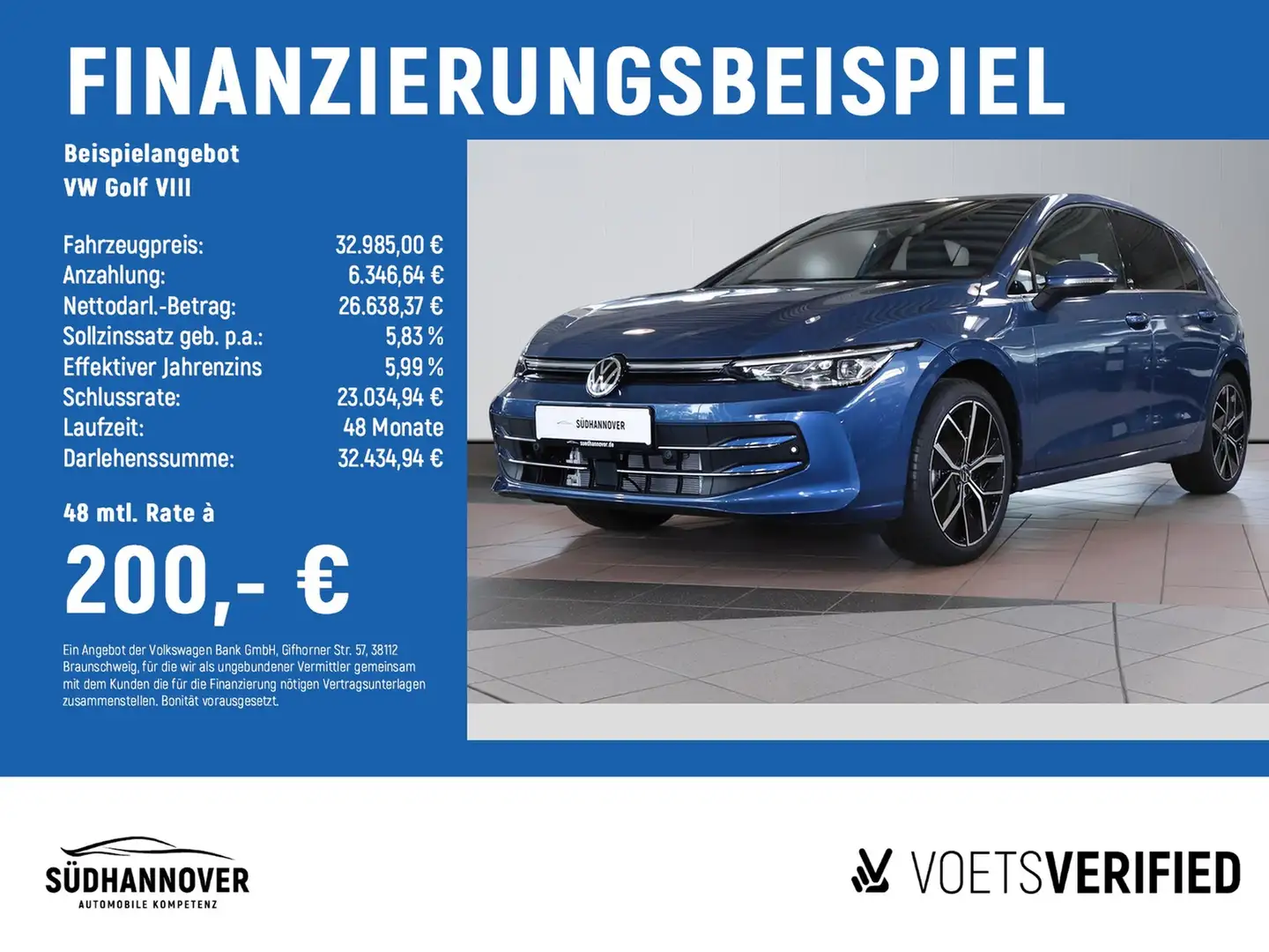 Volkswagen Golf VIII Edition 50 1.5 eTSI DSG PANO+AHK+DCC Azul - 2