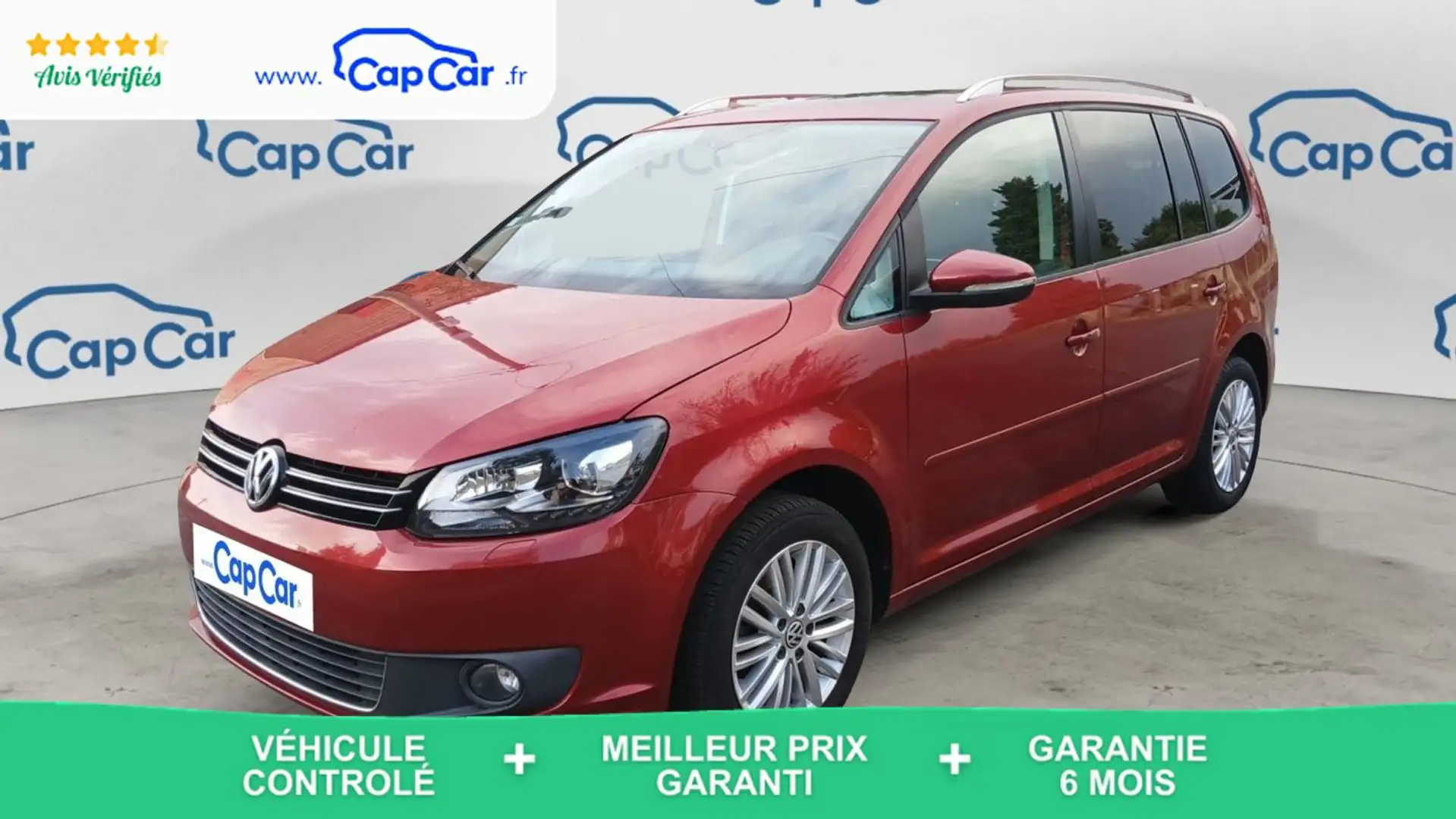 Volkswagen Touran 1.6 TDI 105 DSG7 CUP - 7 places Toit ouvrant Rouge - 1