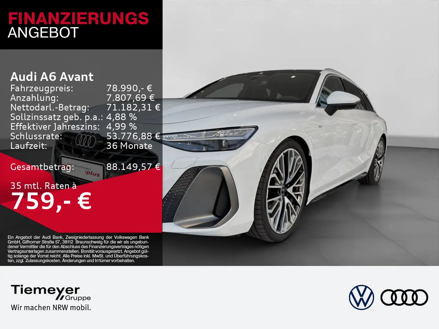 Audi A6 TFSI Q S LINE UPE106 ! 360° HuD ACC PAN Weiß - 1