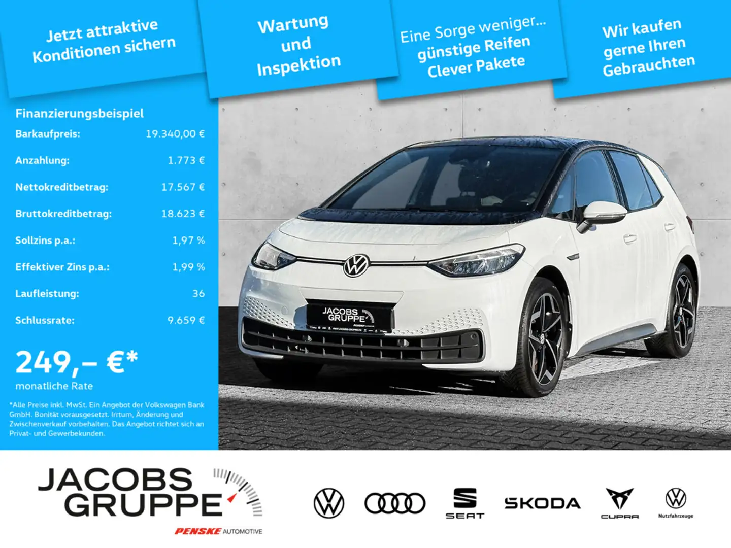 Volkswagen ID.3 LED/KEYLESS/NAVI/AMBIENTE Pure Performance Weiß - 1