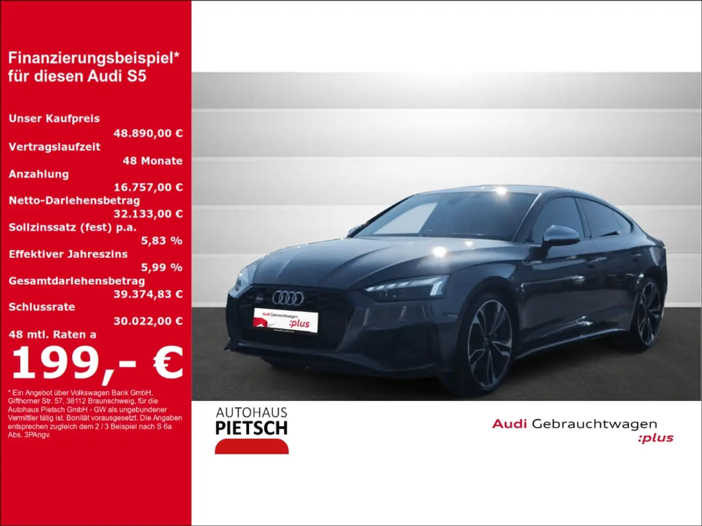 Audi S5 Sportback 3.0 TDI quattro Matrix AHK B&O Grau - 1