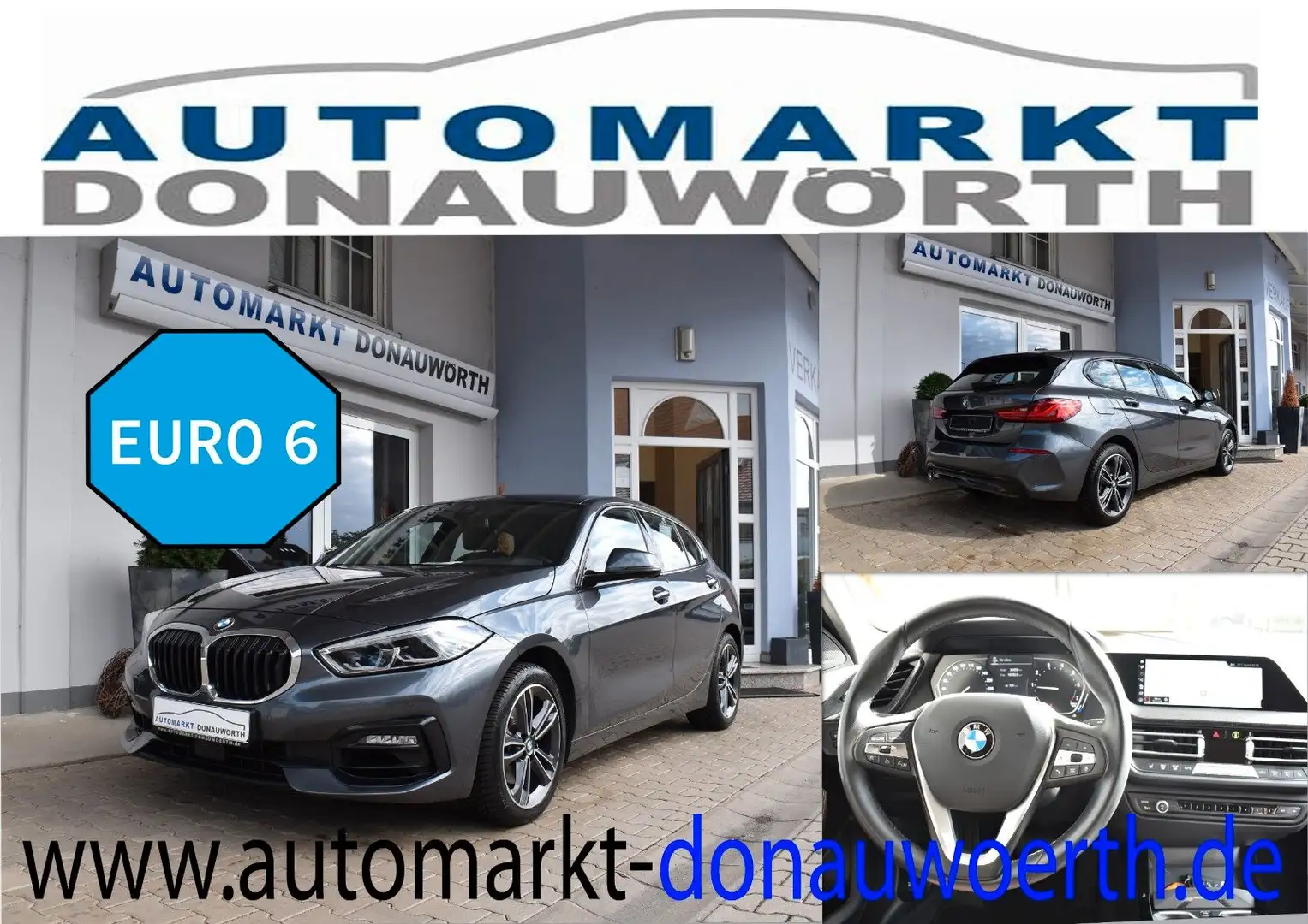 BMW 118 i Aut. Sport Line Navi Keyless Leder HiFi Gris - 1