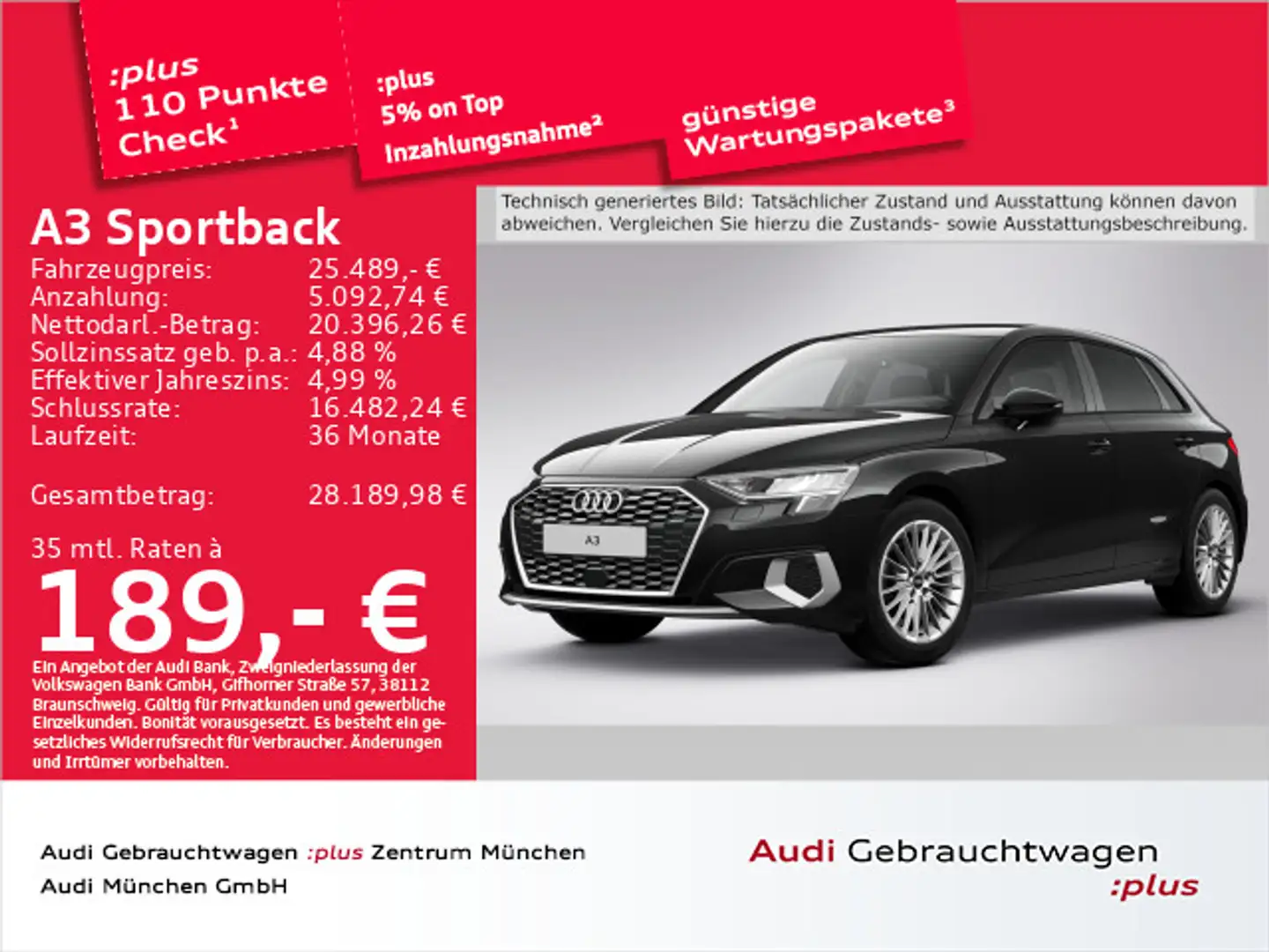 Audi A3 30 TFSI S tronic advanced SitzHzg/K Schwarz - 1