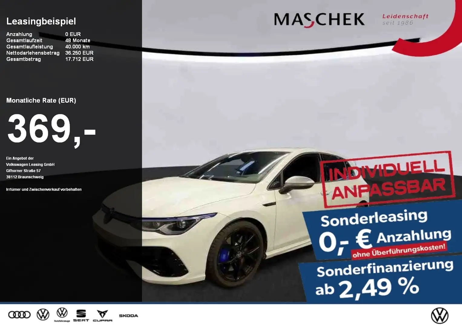 Volkswagen Golf R *Sonderleasing* 4Motion HUD RearView LM19 Weiß - 1