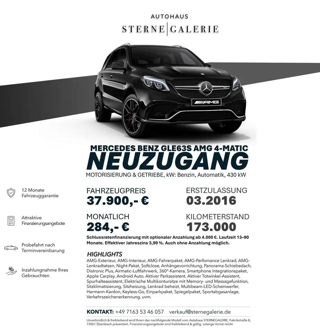 Mercedes-Benz GLE 63 AMG GLE 63S AMG 360°/NIGHT/AHK/PANO/AIRM/DISTRO+ Bi Negru - 1