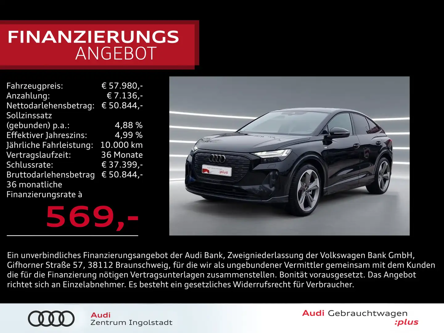 Audi Q4 e-tron Q4 Sportback e-tron 55 qu 2x S line MATRIX AHK Schwarz - 1