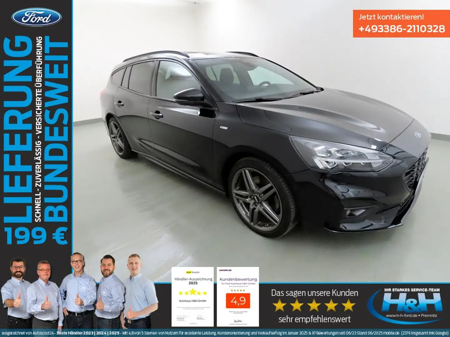 Ford Focus Turnier 1.0M-Hybrid ST-Line HeadUP+AHK+iACC Schwarz - 1