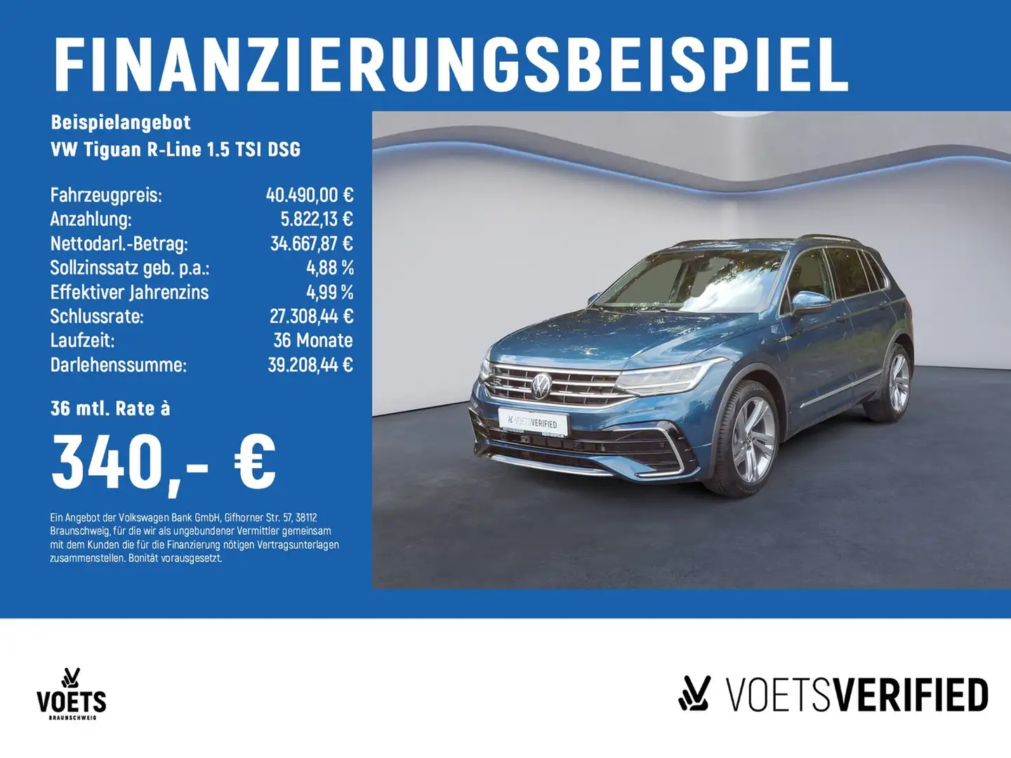 Volkswagen Tiguan R-Line 1.5 TSI DSG NAVI+ACC+MATRIX-LED Blau - 2