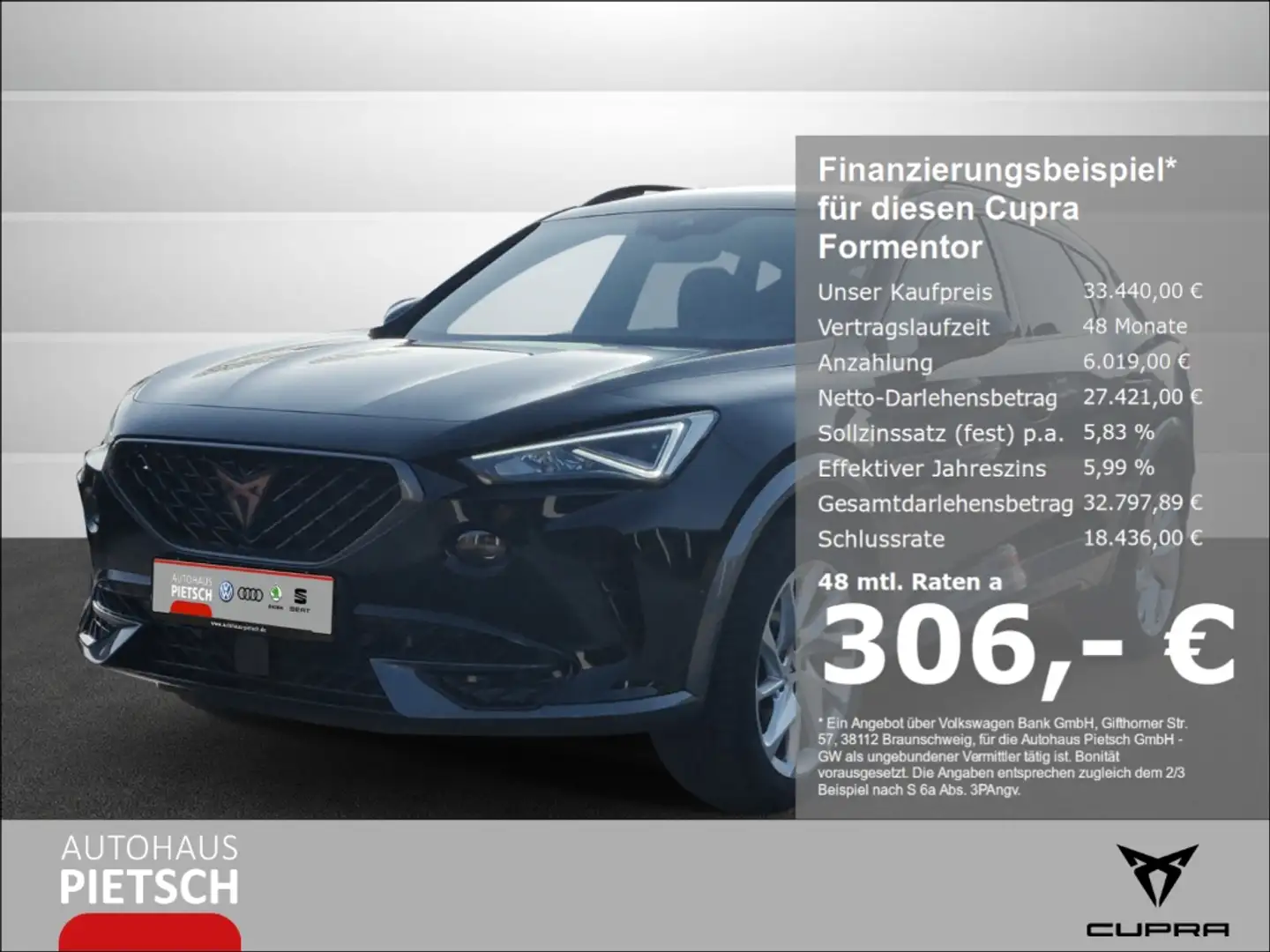 CUPRA Formentor 2.0 TDI DSG 4Drive Navi ACC Kamera Schwarz - 1