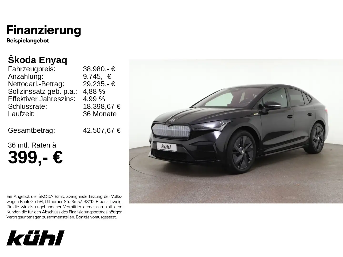 Skoda Enyaq RS 4x4 LED/ACC/HuD/Kamera/Navi/AHK Schwarz - 1
