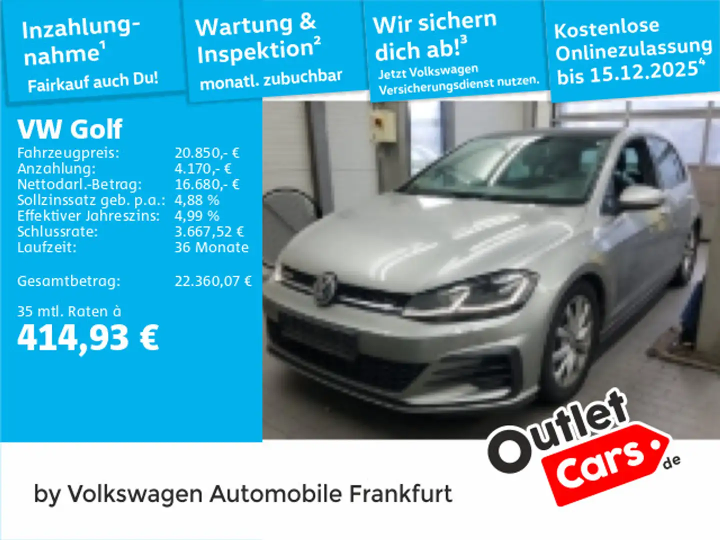 Volkswagen Golf VII 2.0 TDI GTD DSG Navi Pano ACC LED Plateado - 1