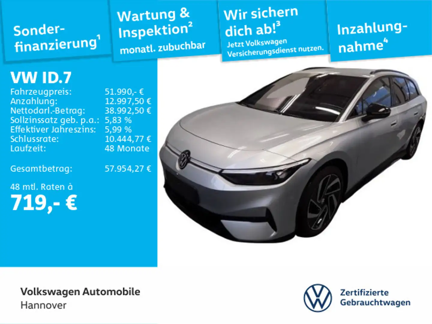 Volkswagen ID.7 Tourer Pro S Navi AHK LED-Matrix Kamera WP Silber - 1
