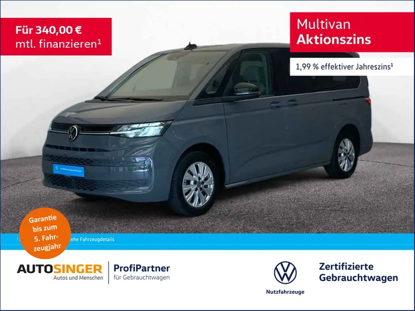 Volkswagen T7 Multivan Life TDI DSG LANG LÜ 7S *NAV*AHK*LED Grau - 1