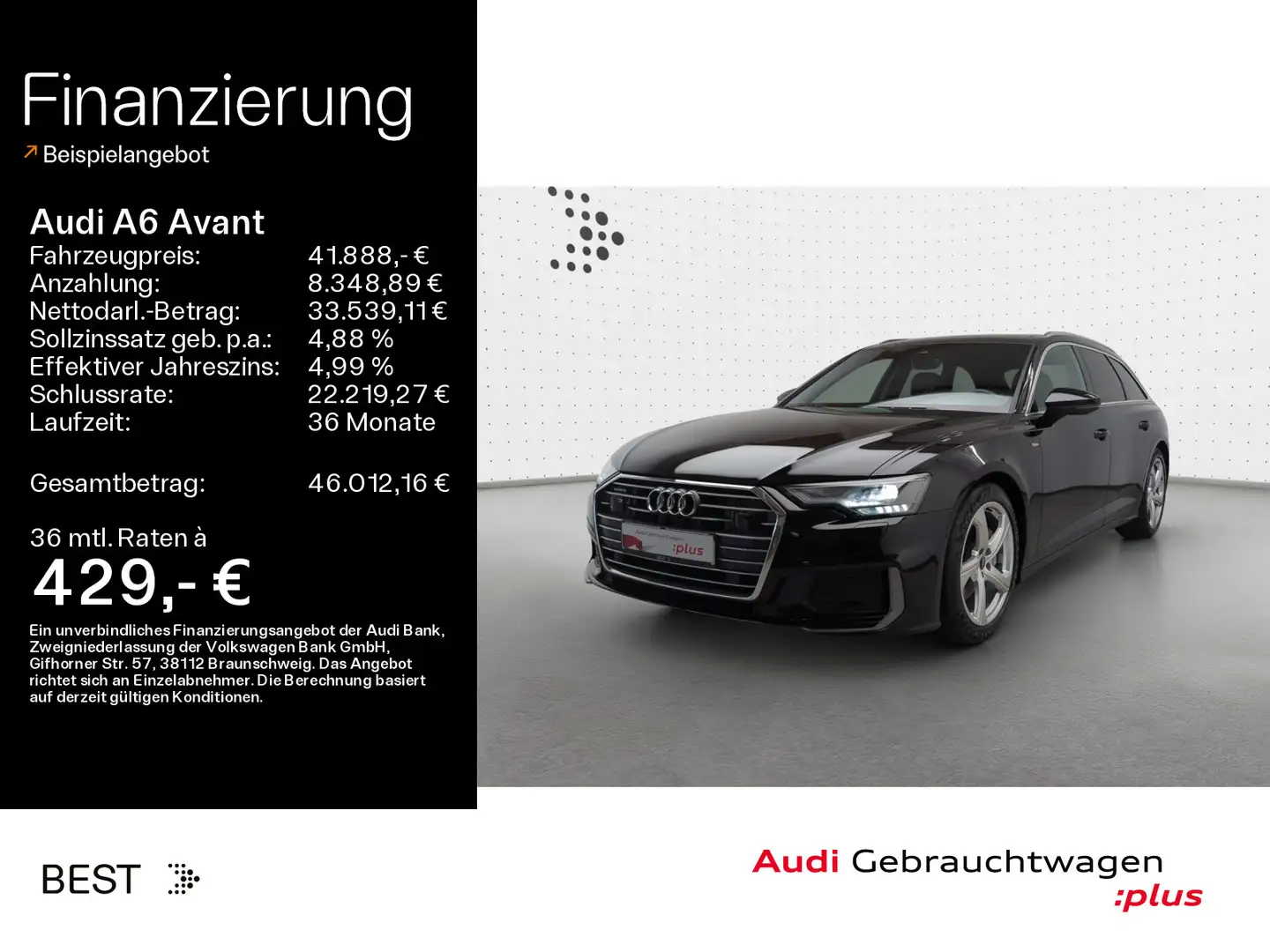 Audi A6 2 x S line 45 TDI qu. Pano*AHK*Assist Schwarz - 1