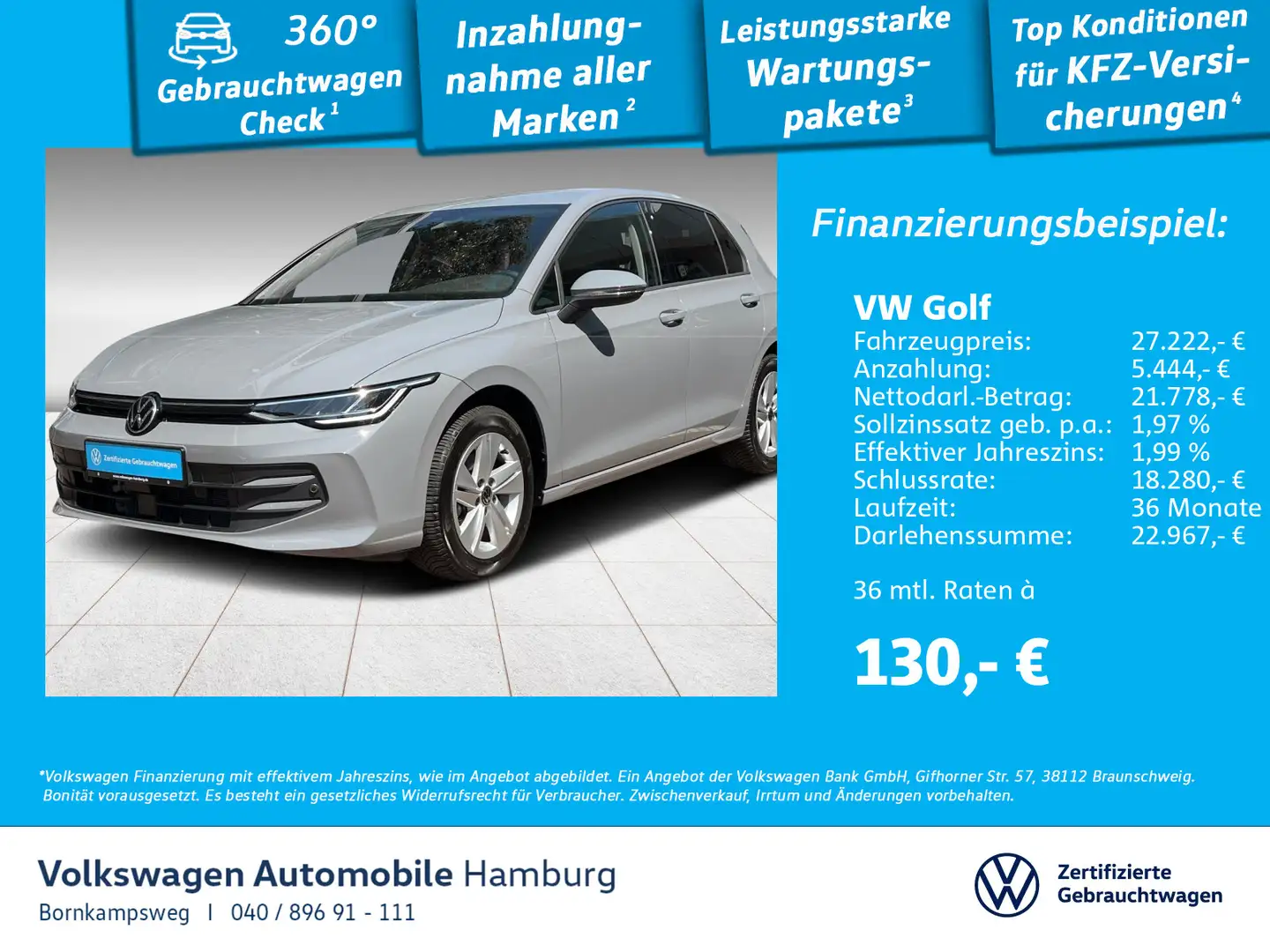 Volkswagen Golf VIII 1.5 eTSI Life DSG App-Connect Klima Si Gris - 1