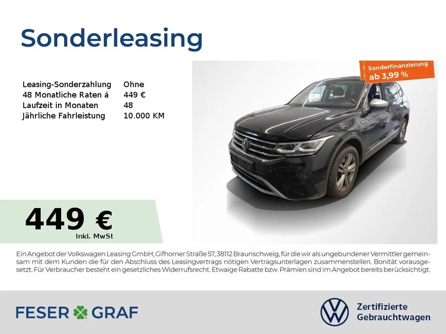 Volkswagen Tiguan Allspace Elegance 2.0 TDI DSG Navi AHK StHz Kamera LED Noir - 1