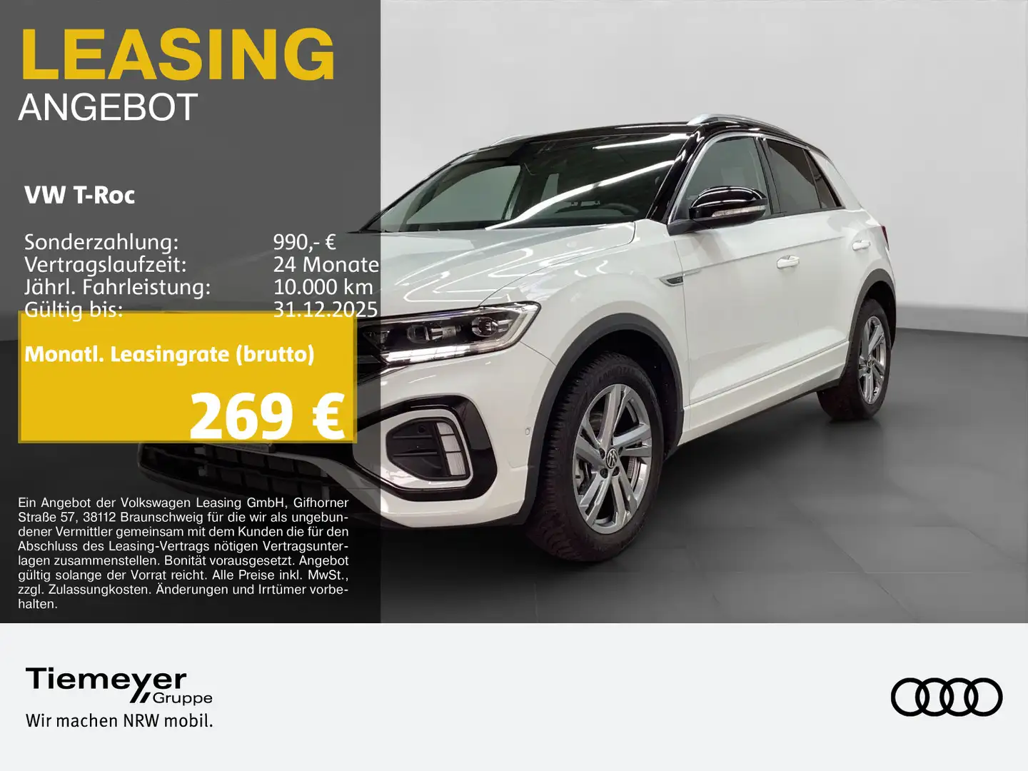 Volkswagen T-Roc 1.5 TSI DSG R-LINE KAMER AHK NAVI PRIVACY Weiß - 1