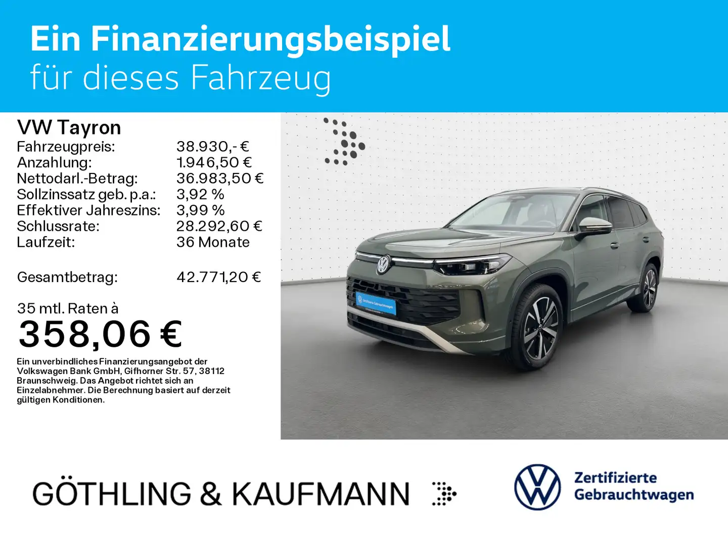 Volkswagen Tayron Life 1.5 eTSI DSH*APP*AHK*KAM*ASG*SHZ*Amb Grün - 2