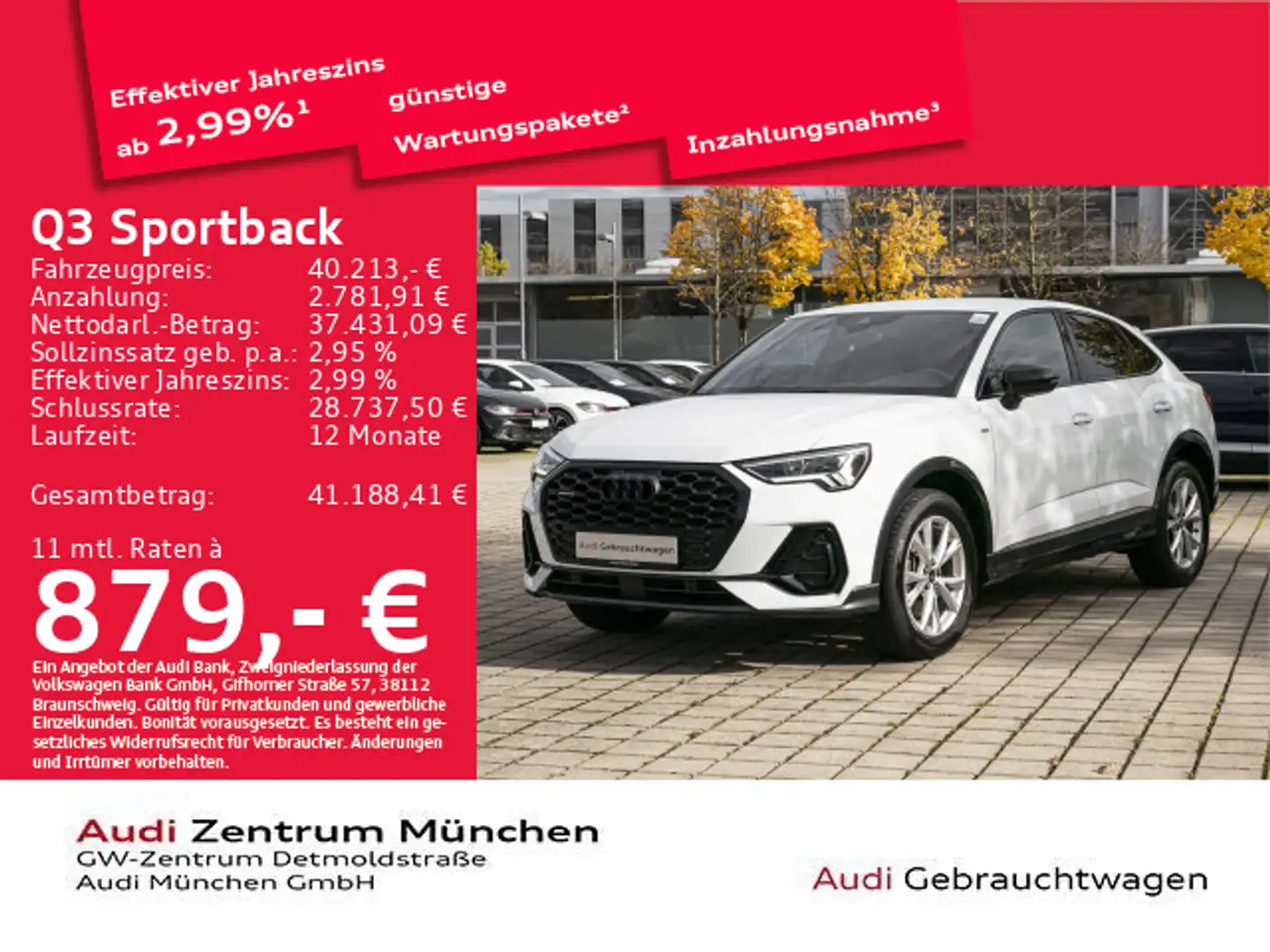 Audi Q3 40 TFSI qu. S tronic S line ACC/Vir Weiß - 1