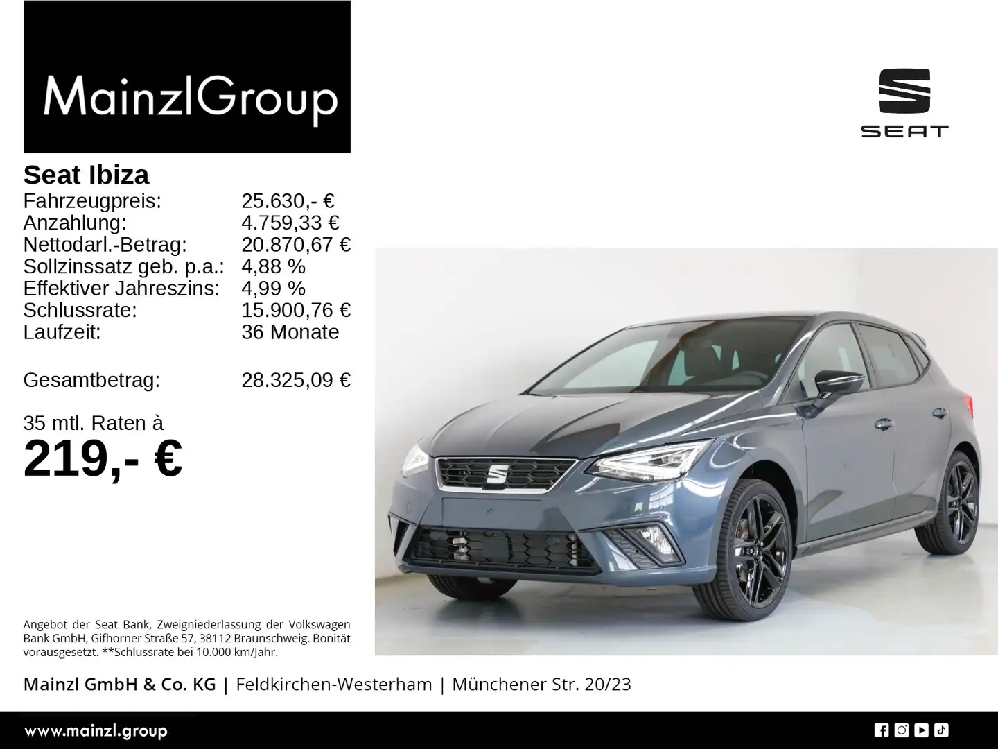 SEAT Ibiza 1.5 TSI DSG FR ACC Kamera Pano Beats Grau - 1