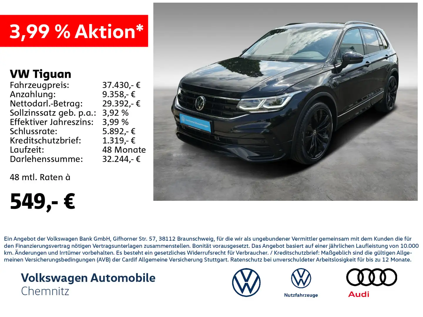 Volkswagen Tiguan 2.0 TSI R-Line AHK Head-up ACC LED-Matrix Schwarz - 1