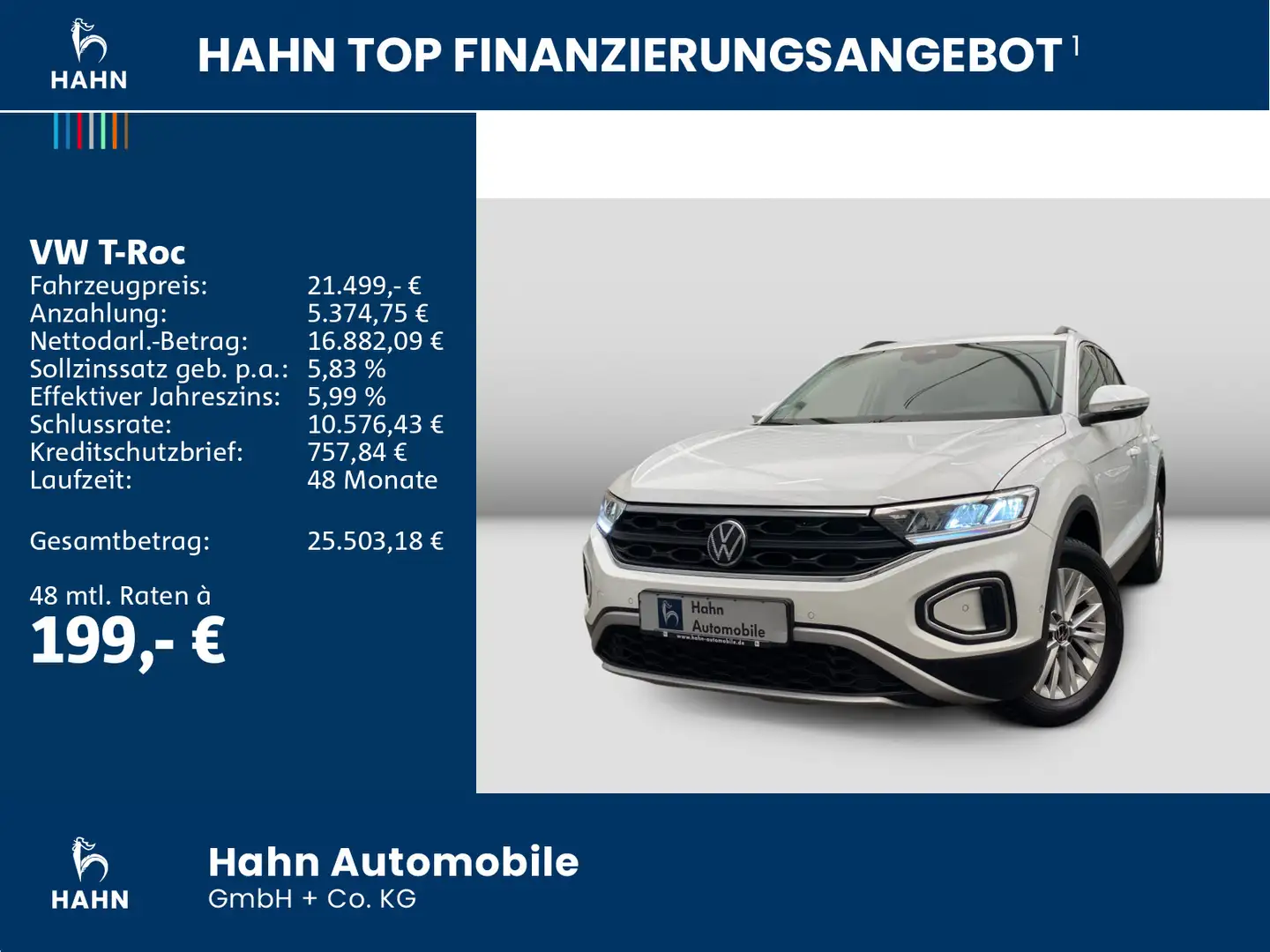 Volkswagen T-Roc 1.5 TSI Life AHK Kamera ACC LED PDC Klima Weiß - 2