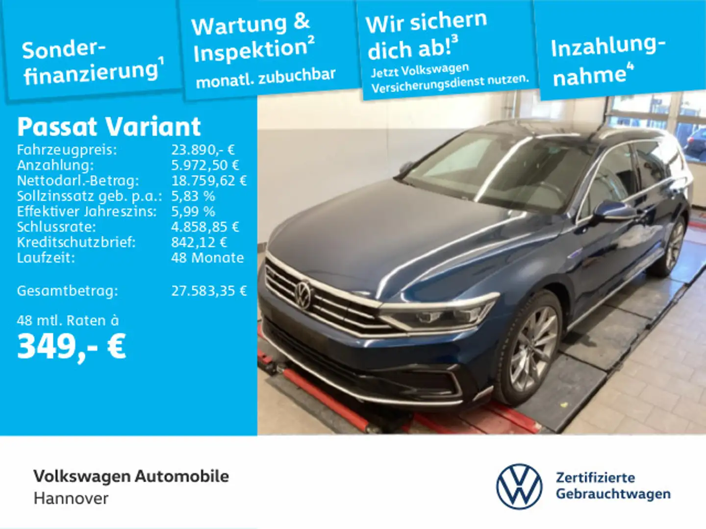 Volkswagen Passat Variant GTE 1.4 TSI DSG R-Line Navi LED-M Blau - 1