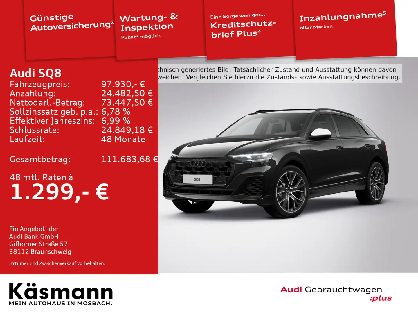 Audi SQ8 TFSI quattro HD-MATRIX 360° B&O PANO Schwarz - 1