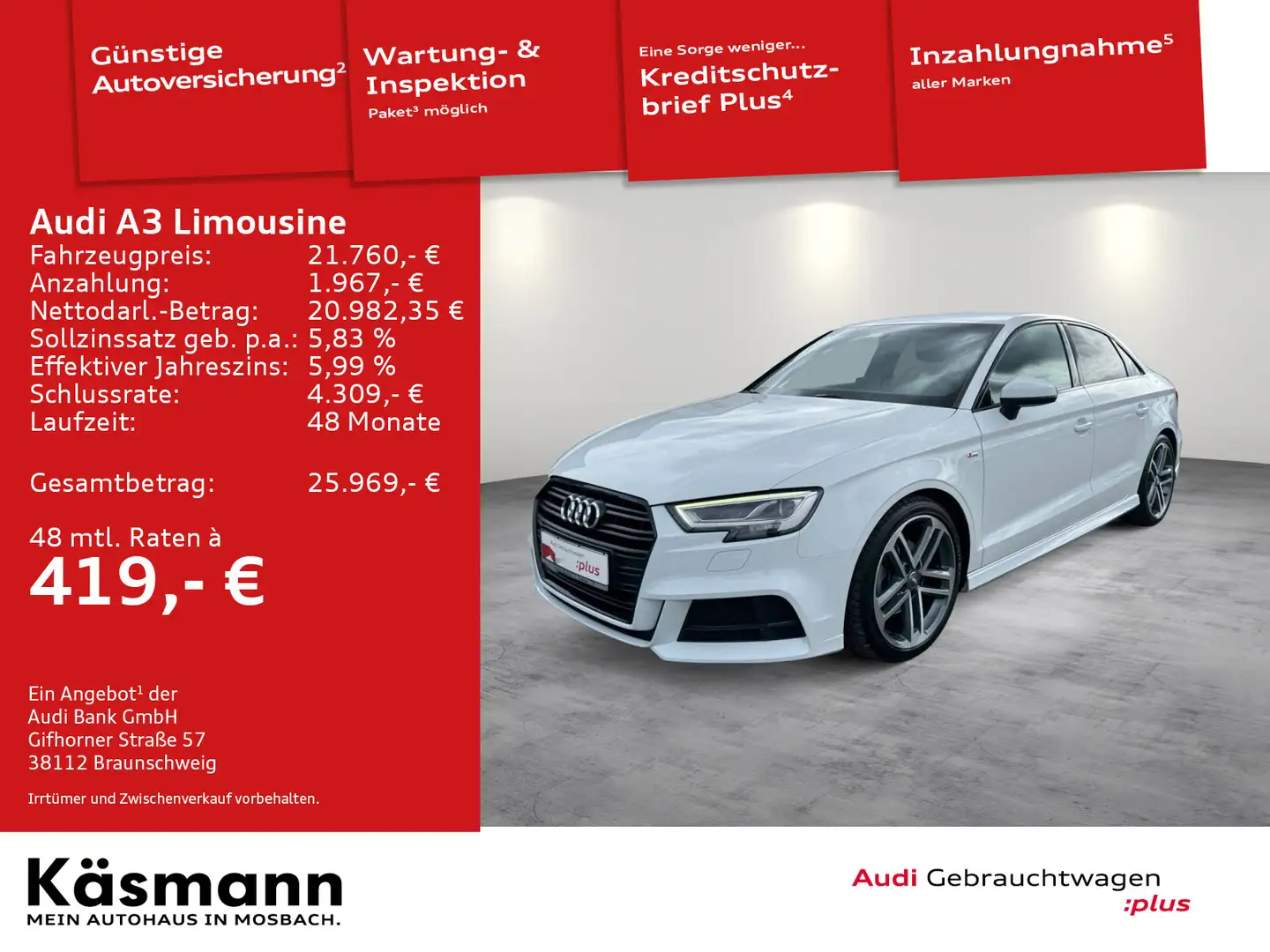 Audi A3 sport 35TFSI 2x S line MATRIX NAV Blanc - 1