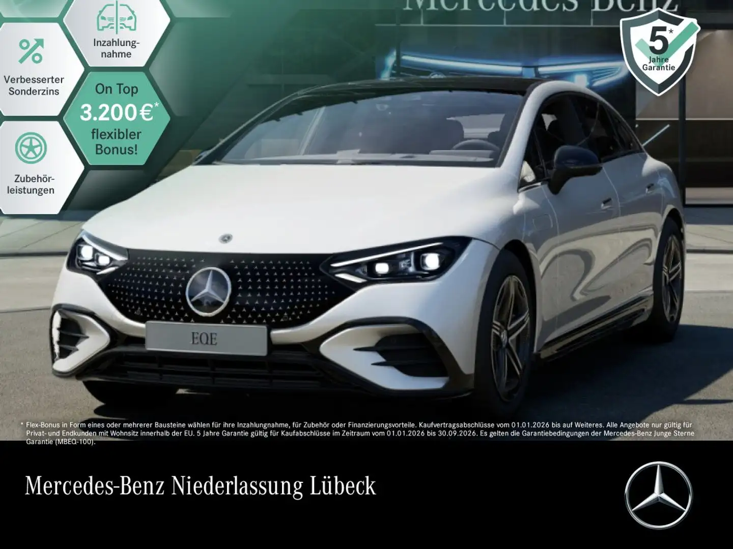 Mercedes-Benz EQE 350 4Matic AMG Fahrass Pano Burmester Distr. Weiß - 1
