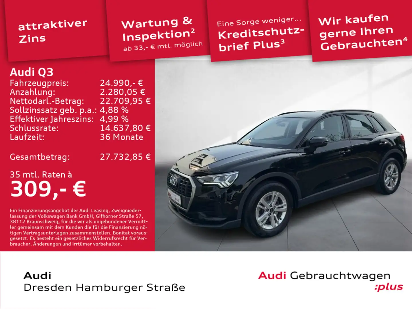 Audi Q3 45 TFSI e Matrix Navi SONOS S tronic Schwarz - 1