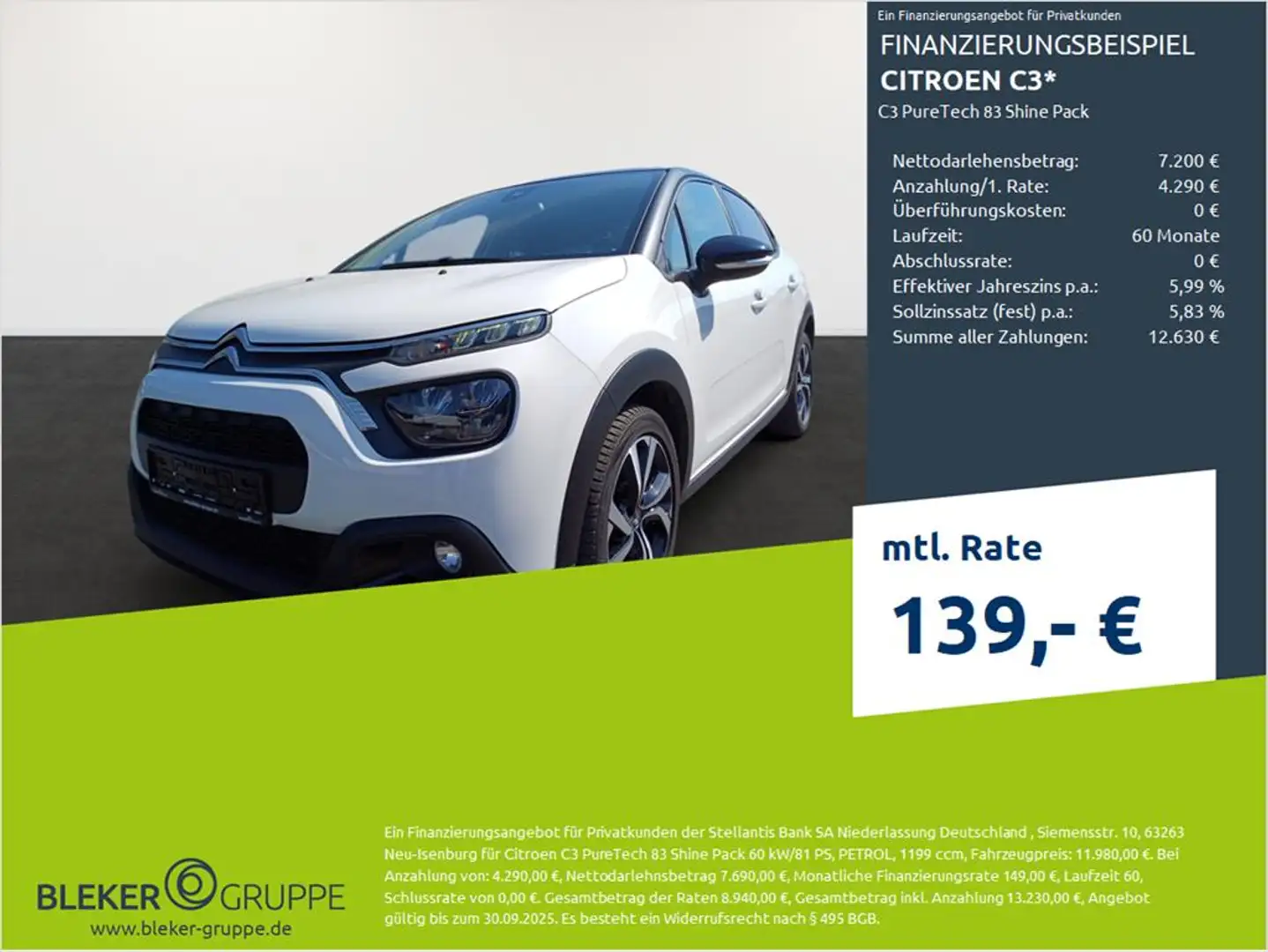 Citroen C3 C3 PureTech 83 Shine Pack Blanc - 1