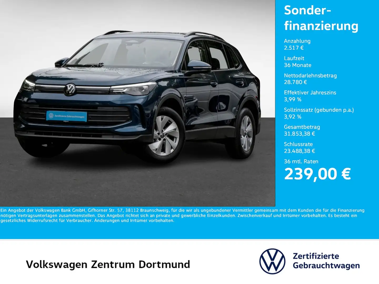 Volkswagen Tiguan 1.5 eTSI NEUES MODELL AHK CAM NAVI LM17 Bleu - 1