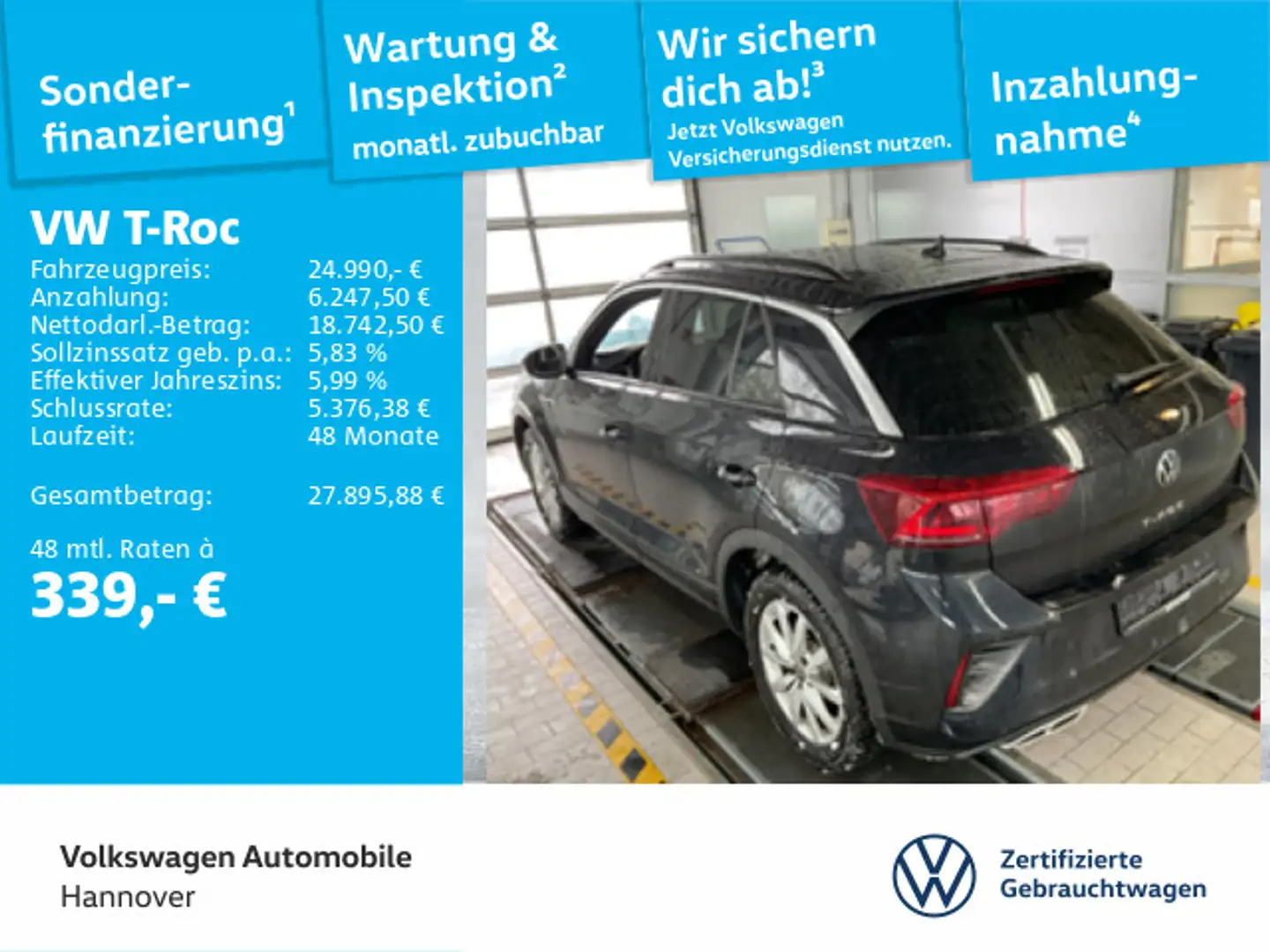 Volkswagen T-Roc 1.5 TSI DSG R-Line ACC Kamera DigCockpit N Schwarz - 1