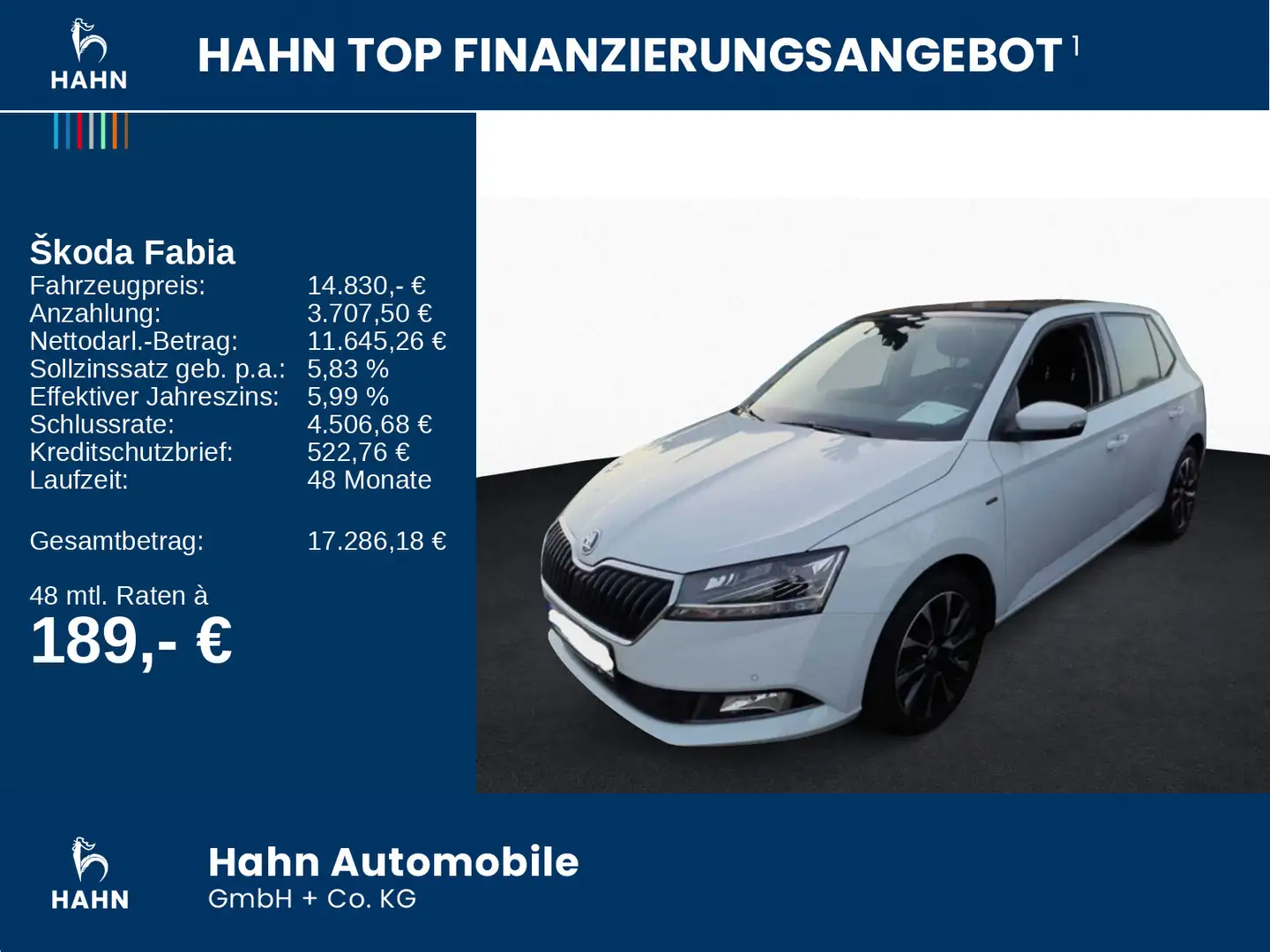 Skoda Fabia 1.0TSI Drive ACC Navi LED Pano SHZ Cam DAB Weiß - 2