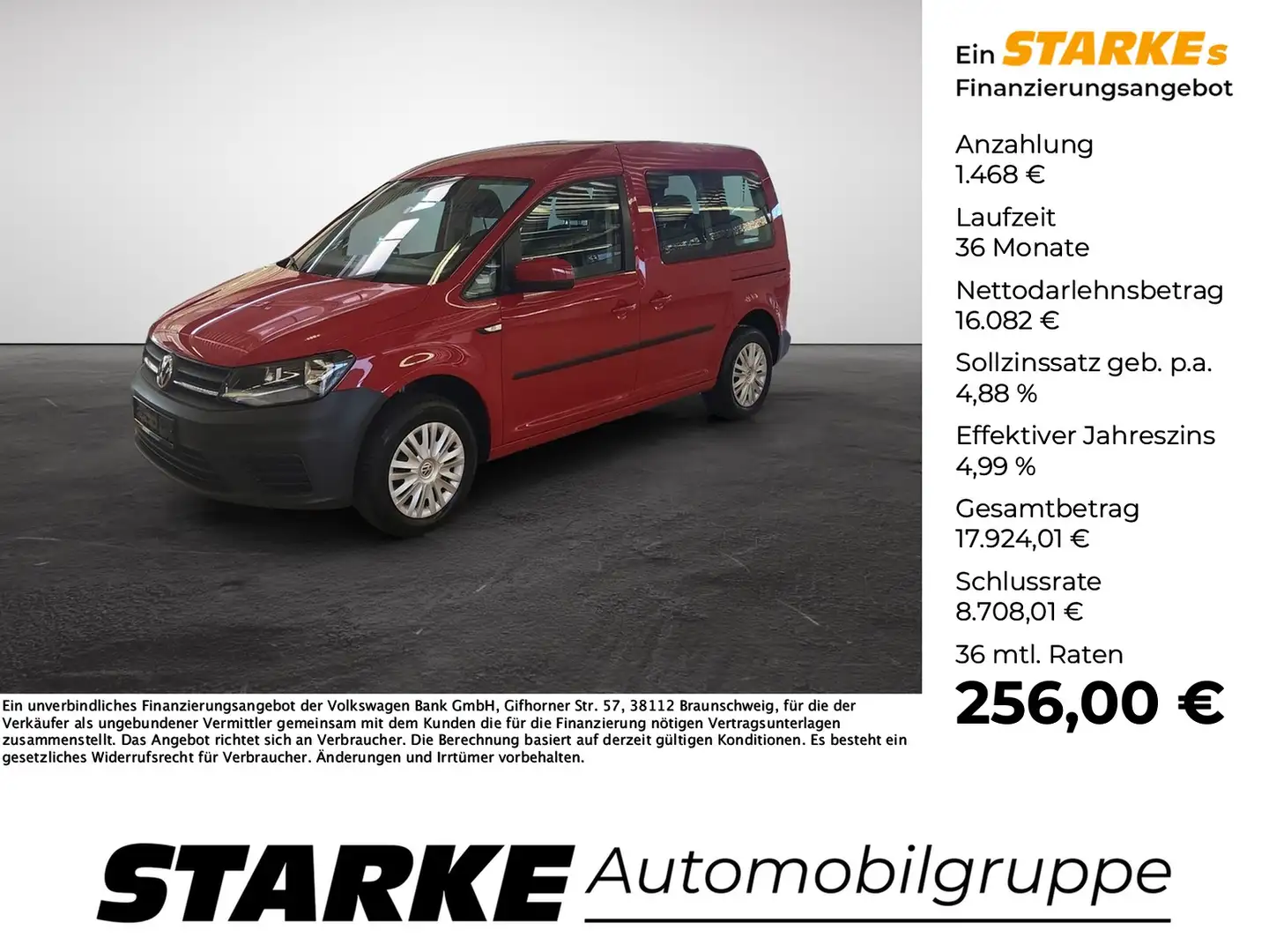 Volkswagen Caddy 2.0 TDI Trendline Rot - 1