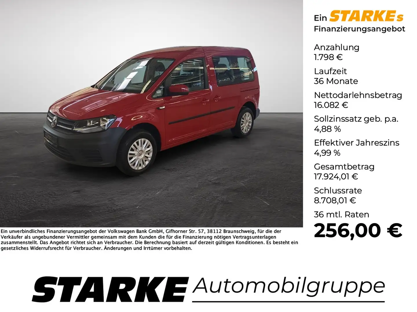 Volkswagen Caddy 2.0 TDI Trendline Rood - 1